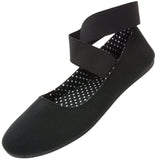 Alpine Swiss Peony Ballet Flats Shoes For Women Elastic Ankle Strap Flats Round – Black