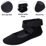 Alpine Swiss Peony Ballet Flats Shoes For Women Elastic Ankle Strap Flats Round – Black