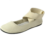 Alpine Swiss Peony Ballet Flats Shoes For Women Elastic Ankle Strap Flats Round – Cream