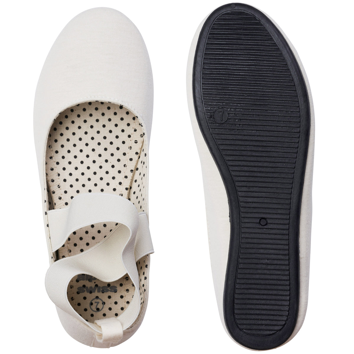 Alpine Swiss Peony Ballet Flats Shoes For Women Elastic Ankle Strap Flats Round – Cream