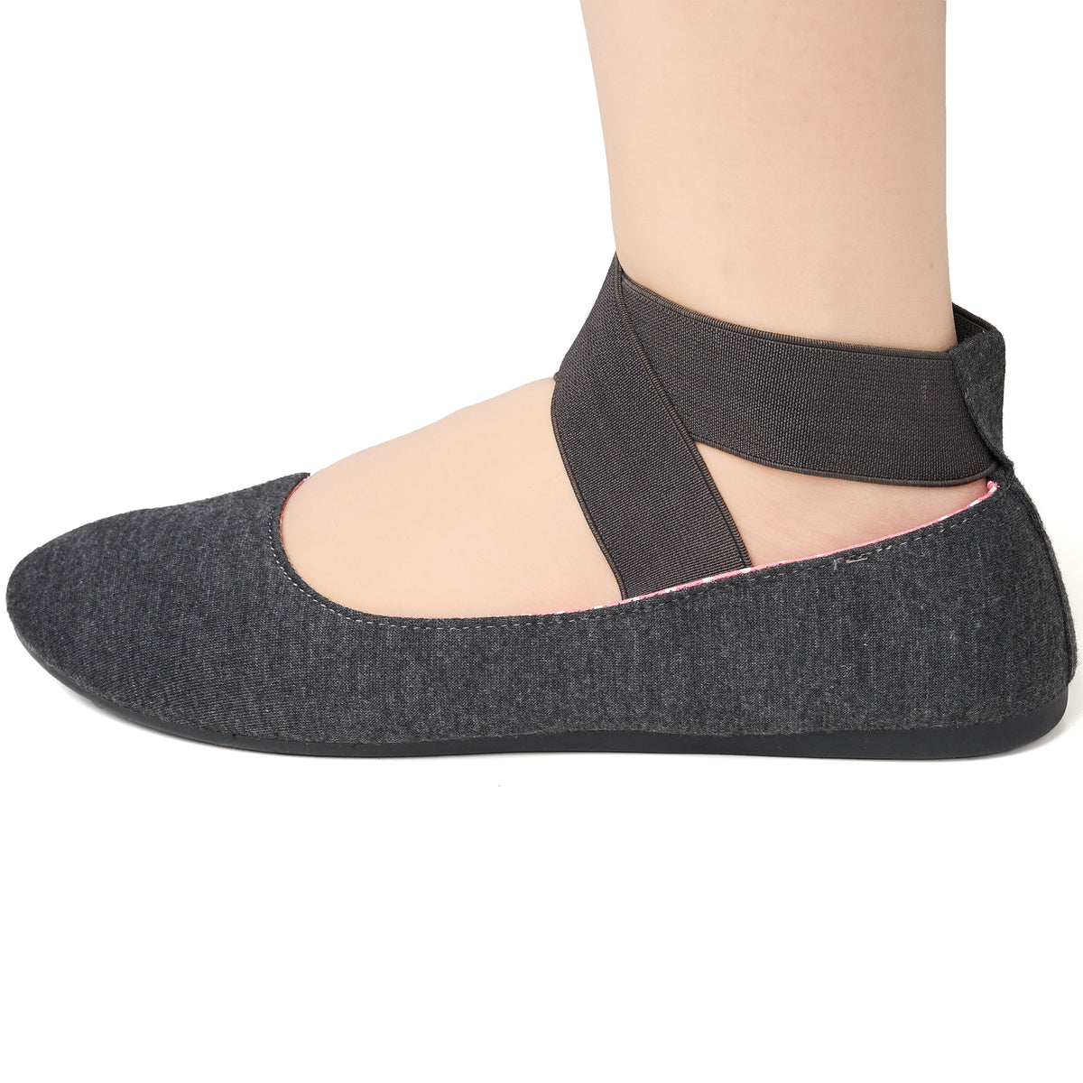 Alpine Swiss Peony Ballet Flats Shoes For Women Elastic Ankle Strap Flats Round – Gray