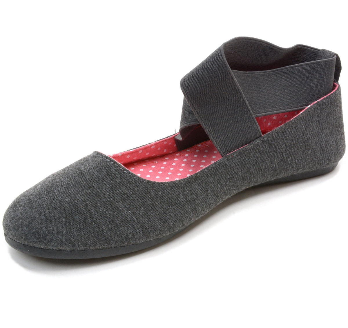 Alpine Swiss Peony Ballet Flats Shoes For Women Elastic Ankle Strap Flats Round – Gray