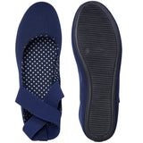 Alpine Swiss Peony Ballet Flats Shoes For Women Elastic Ankle Strap Flats Round – Navy