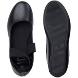 Alpine Swiss Peony Ballet Flats Shoes For Women Elastic Ankle Strap Flats Round – Black Leatherette