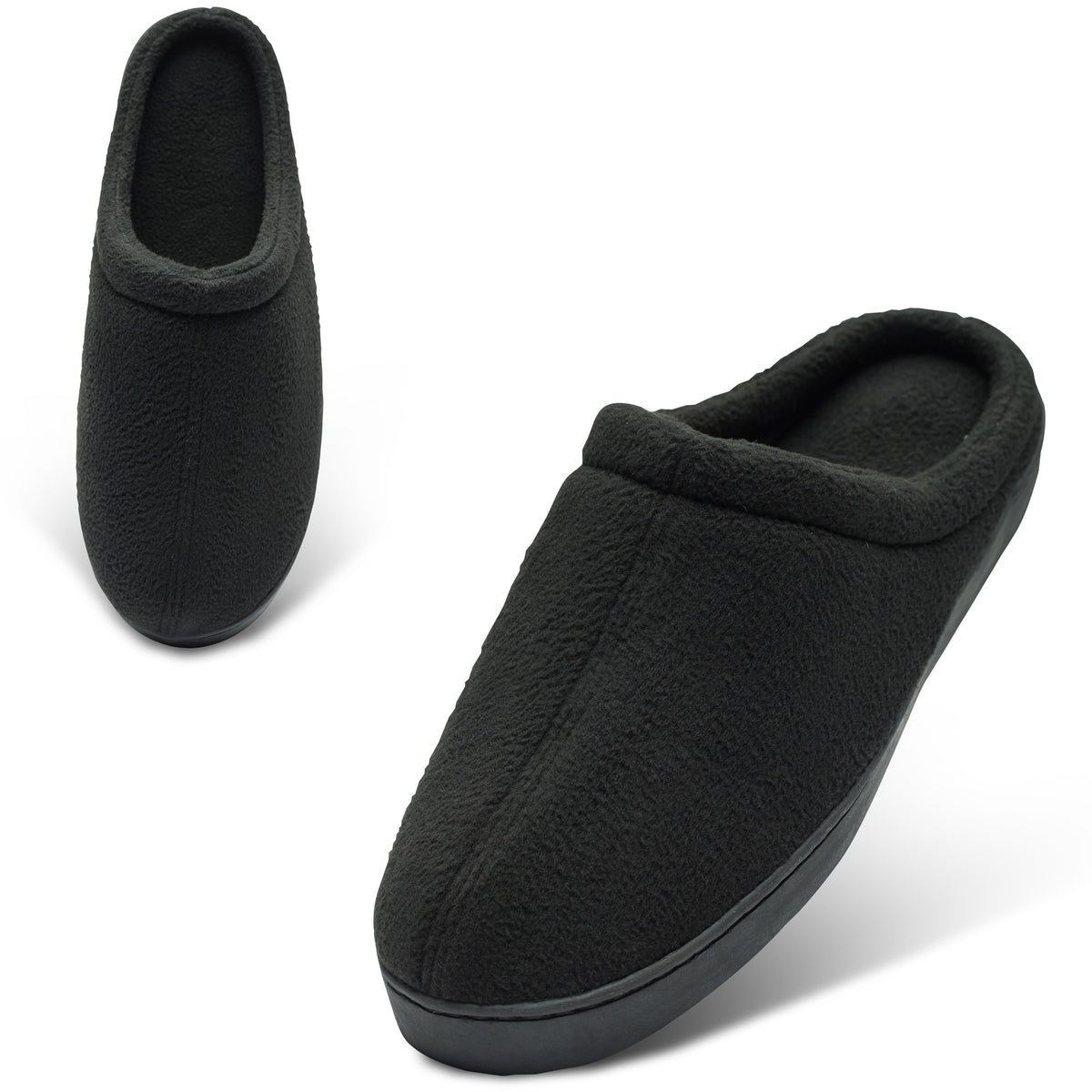 Alpine Swiss Wide Mens Fleece Clog Slippers – Black