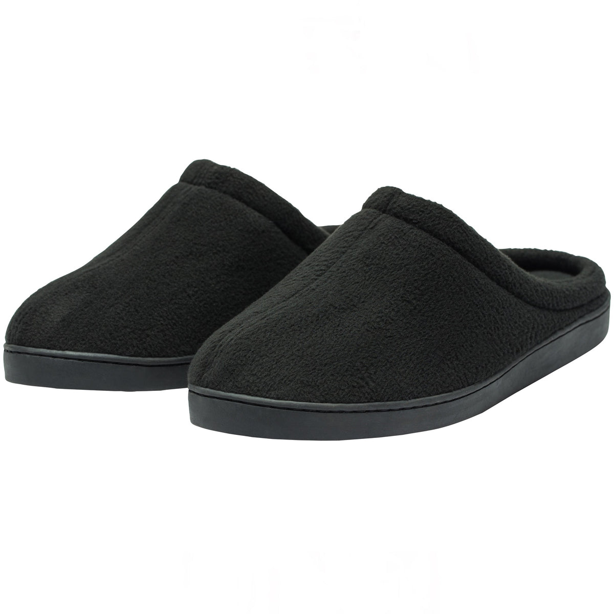 Alpine Swiss Wide Mens Fleece Clog Slippers – Black