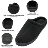 Alpine Swiss Wide Mens Fleece Clog Slippers – Black