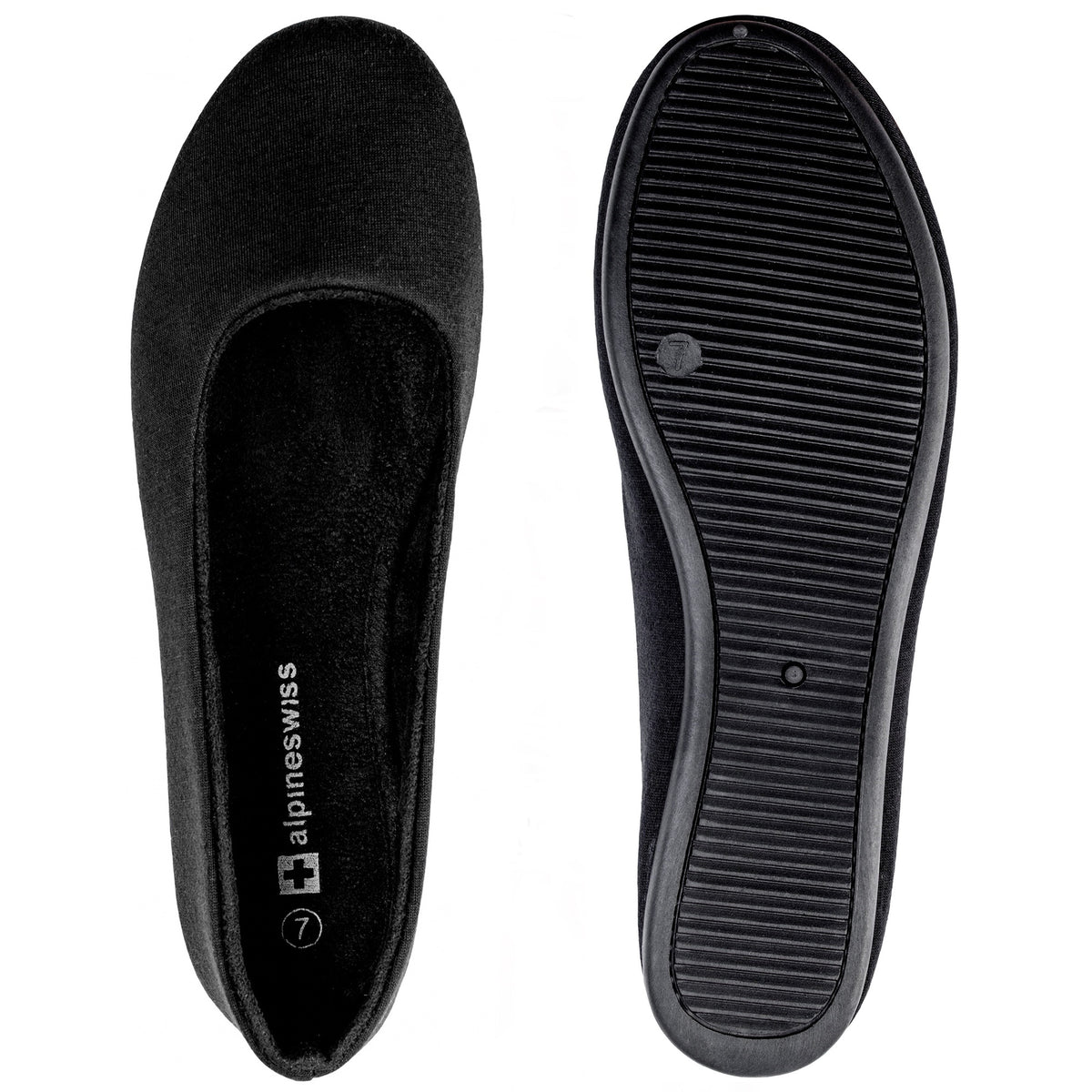 Alpine Swiss Pierina Womens Classic Round Toe Ballet Flats Work Slip On Shoes – Jersey Black