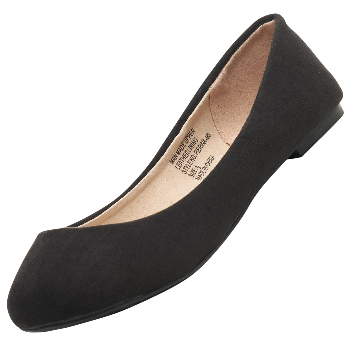 Alpine Swiss Pierina Womens Classic Round Toe Ballet Flats Work Slip On Shoes – Black Micro-Suede