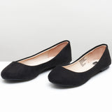 Alpine Swiss Pierina Womens Classic Round Toe Ballet Flats Work Slip On Shoes – Black Micro-Suede