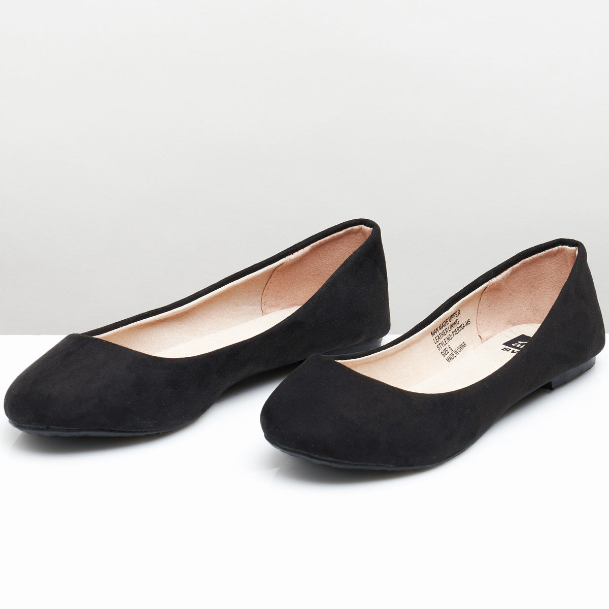 Alpine Swiss Pierina Womens Classic Round Toe Ballet Flats Work Slip On Shoes – Black Micro-Suede