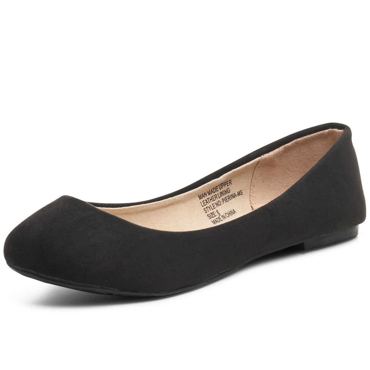 Alpine Swiss Pierina Womens Classic Round Toe Ballet Flats Work Slip On Shoes – Black Micro-Suede