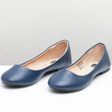 Alpine Swiss Pierina Womens Classic Round Toe Ballet Flats Work Slip On Shoes – Navy