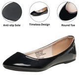 Alpine Swiss Pierina Womens Classic Round Toe Ballet Flats Work Slip On Shoes – Black Patent