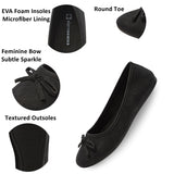 Alpine Swiss Polly Womens Bow Ballet Flats Round Toe Slip On Comfortable Shoes – Black