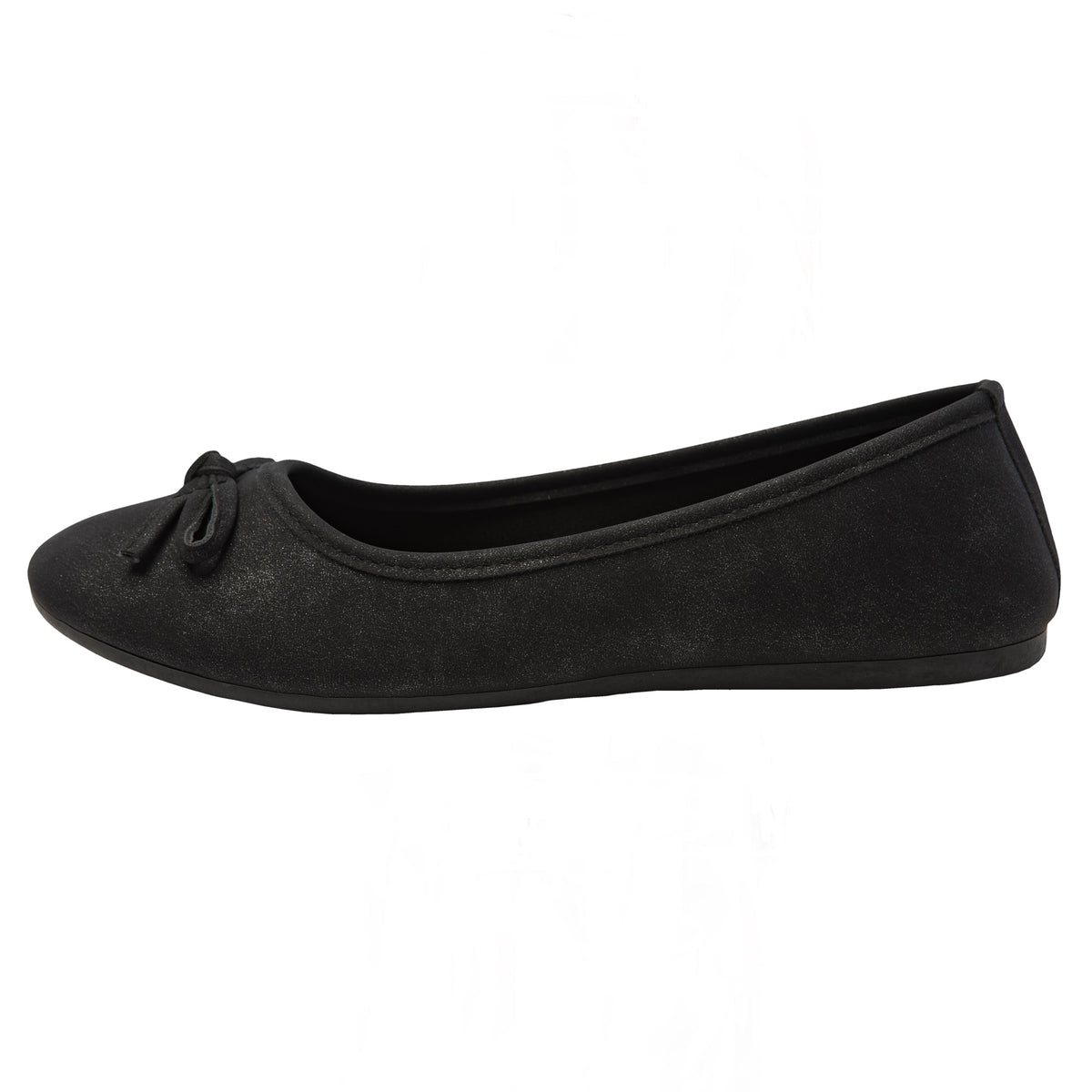 Alpine Swiss Polly Womens Bow Ballet Flats Round Toe Slip On Comfortable Shoes – Black