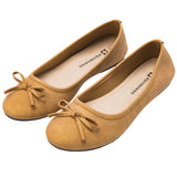 Alpine Swiss Polly Womens Bow Ballet Flats Round Toe Slip On Comfortable Shoes – Tan