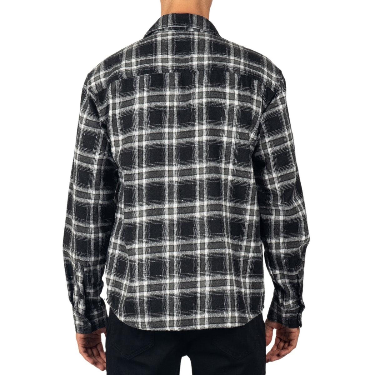 Alpine Swiss Men Plaid Flannel Shirt Jacket Button Down Long Sleeve Cotton Blend – Black Gray