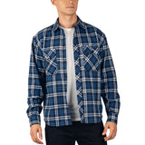 Alpine Swiss Men Plaid Flannel Shirt Jacket Button Down Long Sleeve Cotton Blend – Navy Blue