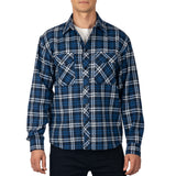 Alpine Swiss Men Plaid Flannel Shirt Jacket Button Down Long Sleeve Cotton Blend – Navy Blue
