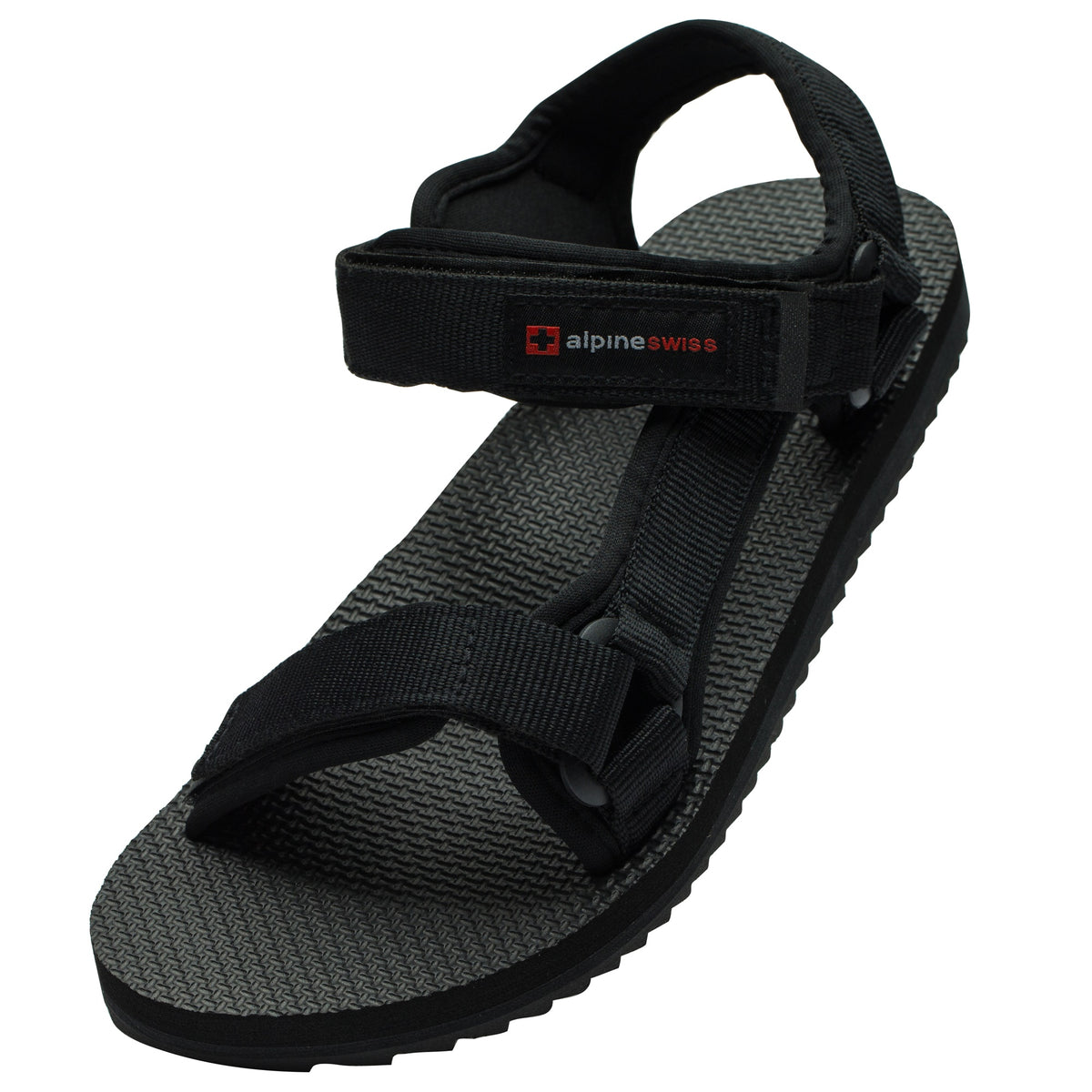 Alpine Swiss Reid Mens Sport Sandals Athletic Open Toe Outdoor Walking Shoe – Black