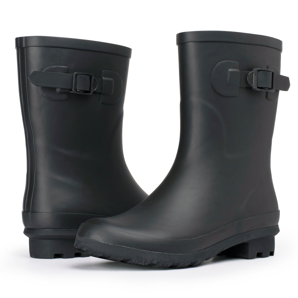 Alpine Swiss Reya Womens Waterproof Rain Boots Mid Calf Tall Rubber Garden Boots – Black Short