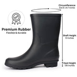 Alpine Swiss Reya Womens Waterproof Rain Boots Mid Calf Tall Rubber Garden Boots – Black Short