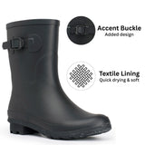 Alpine Swiss Reya Womens Waterproof Rain Boots Mid Calf Tall Rubber Garden Boots – Black Short
