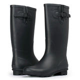 Alpine Swiss Reya Womens Waterproof Rain Boots Mid Calf Tall Rubber Garden Boots – Black Tall