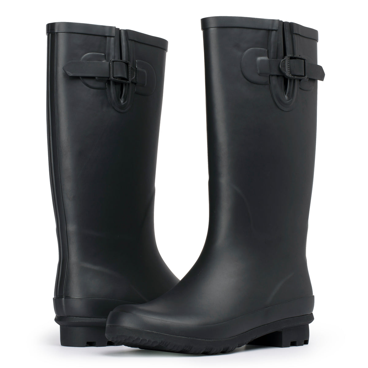 Alpine Swiss Reya Womens Waterproof Rain Boots Mid Calf Tall Rubber Garden Boots – Black Tall