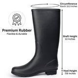 Alpine Swiss Reya Womens Waterproof Rain Boots Mid Calf Tall Rubber Garden Boots – Black Tall