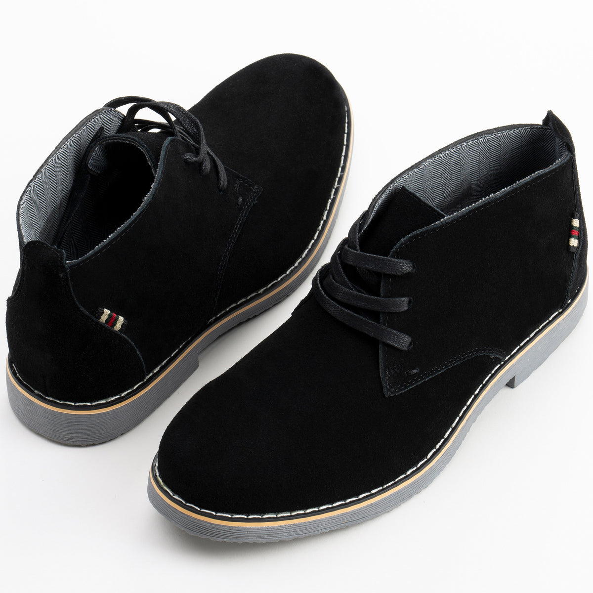 Alpine Swiss Beck Mens Suede Chukka Desert Boots Lace Up Shoes Crepe Sole Oxford – Black