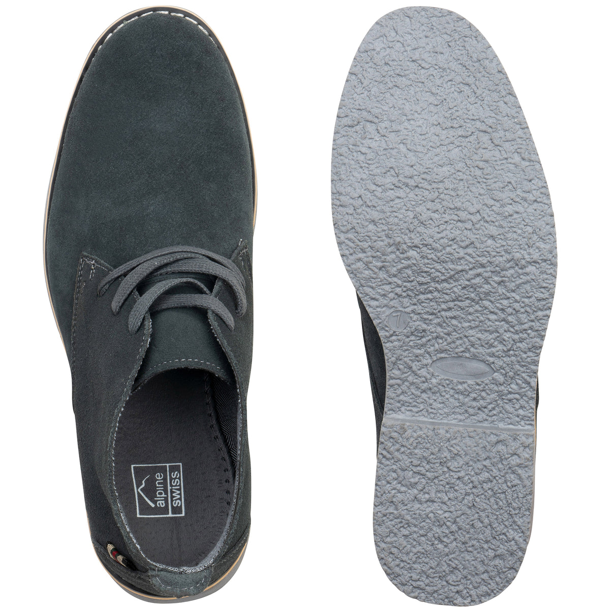 Alpine Swiss Beck Mens Suede Chukka Desert Boots Lace Up Shoes Crepe Sole Oxford – Gray