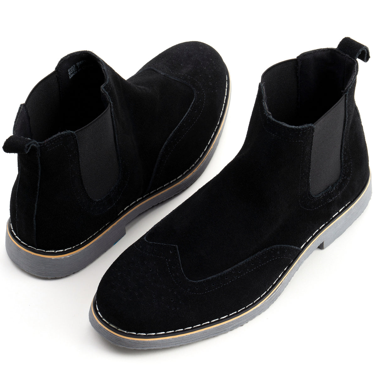 Alpine Swiss Mens Chelsea Boots Genuine Suede Dress Ankle Boots Wingtip Shoes – Black