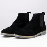 Alpine Swiss Mens Chelsea Boots Genuine Suede Dress Ankle Boots Wingtip Shoes – Black