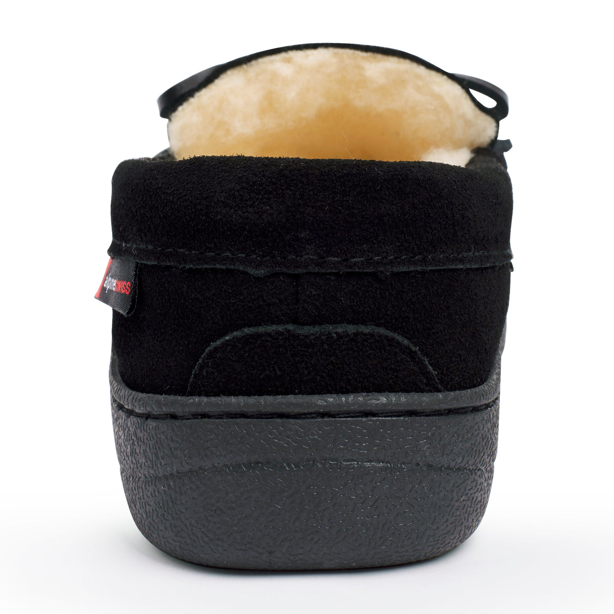 Alpine Swiss Sabine Womens Moccasin Slippers Genuine Suede House Shoe Memory Foam – Black