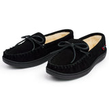 Alpine Swiss Sabine Womens Moccasin Slippers Genuine Suede House Shoe Memory Foam – Black