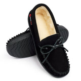 Alpine Swiss Sabine Womens Moccasin Slippers Genuine Suede House Shoe Memory Foam – Black