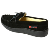 Alpine Swiss Sabine Womens Moccasin Slippers Genuine Suede House Shoe Memory Foam – Black