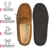Alpine Swiss Sabine Womens Moccasin Slippers Genuine Suede House Shoe Memory Foam – Chestnut
