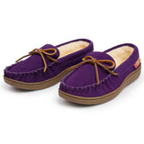 Alpine Swiss Sabine Womens Moccasin Slippers Genuine Suede House Shoe Memory Foam – Purple
