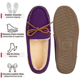 Alpine Swiss Sabine Womens Moccasin Slippers Genuine Suede House Shoe Memory Foam – Purple