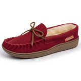Alpine Swiss Sabine Womens Moccasin Slippers Genuine Suede House Shoe Memory Foam – Red