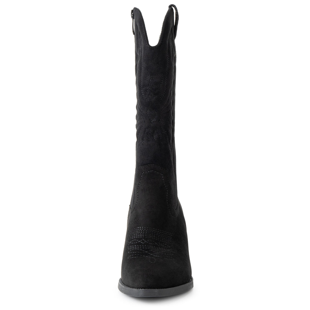 Alpine Swiss Sadie Womens Cowboy Boots Mid Calf Block Heel Western Cowgirl Boots – Microsuede Black