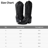 Alpine Swiss Sadie Womens Cowboy Boots Mid Calf Block Heel Western Cowgirl Boots – Vegan Leather Black
