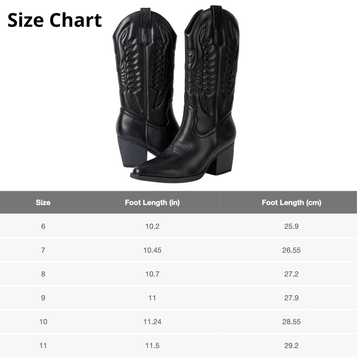Alpine Swiss Sadie Womens Cowboy Boots Mid Calf Block Heel Western Cowgirl Boots – Vegan Leather Black