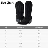 Alpine Swiss Sadie Womens Cowboy Boots Mid Calf Block Heel Western Cowgirl Boots – Vegan Leather Black