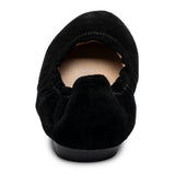 Alpine Swiss Sarah Womens Leather Ballet Flats Round Toe Slip On Comfort Shoes – Black Suede