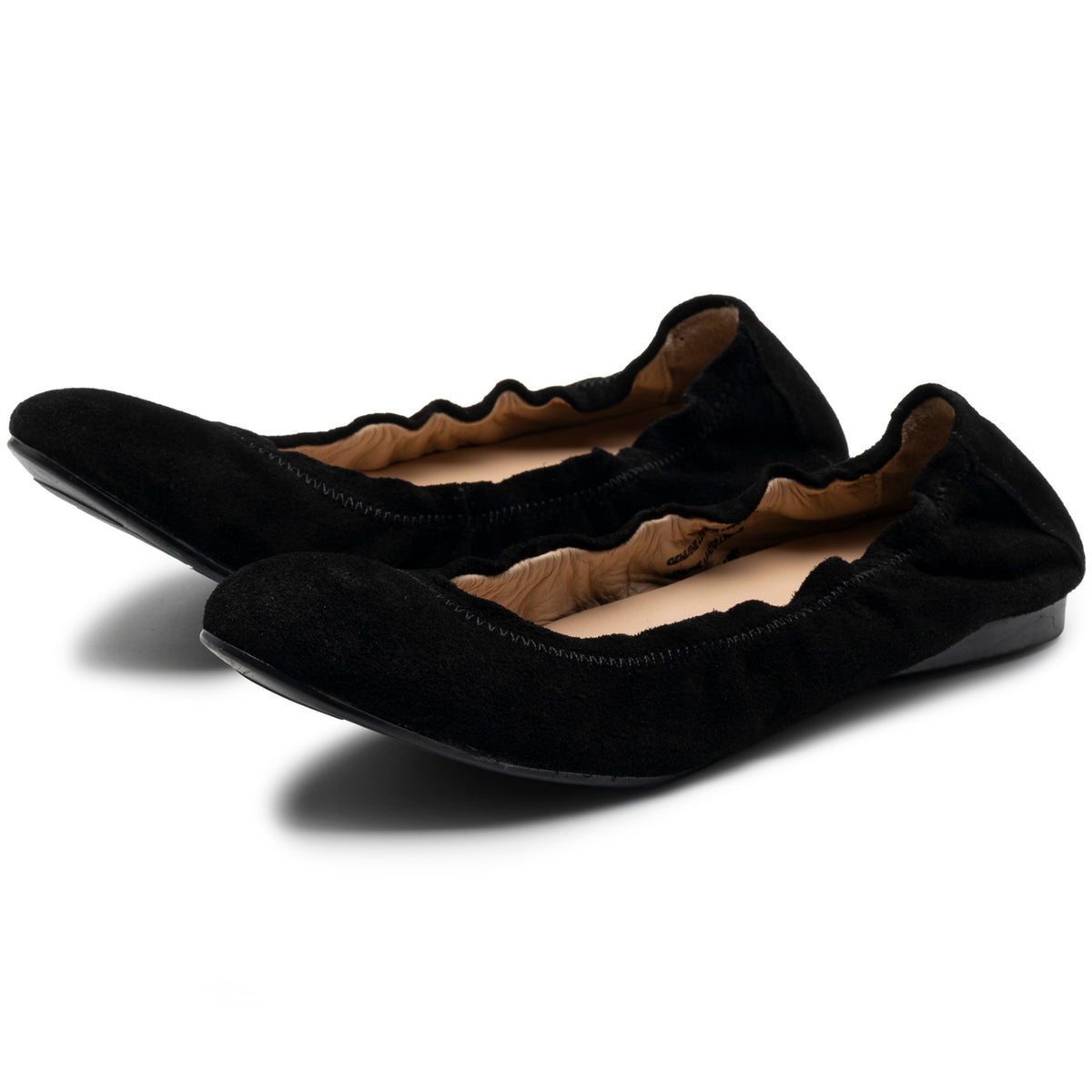 Alpine Swiss Sarah Womens Leather Ballet Flats Round Toe Slip On Comfort Shoes – Black Suede
