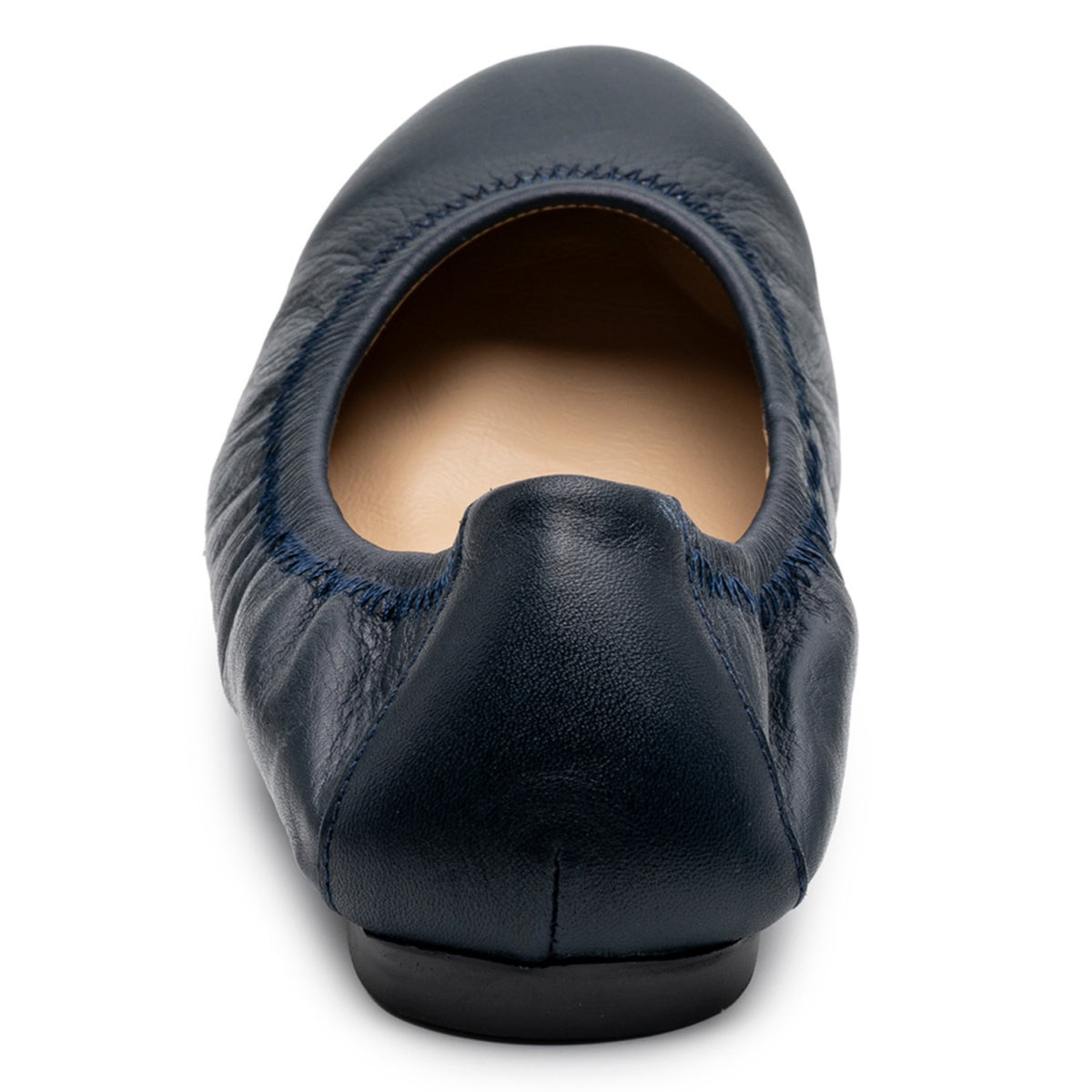 Alpine Swiss Sarah Womens Leather Ballet Flats Round Toe Slip On Comfort Shoes – Navy Leather